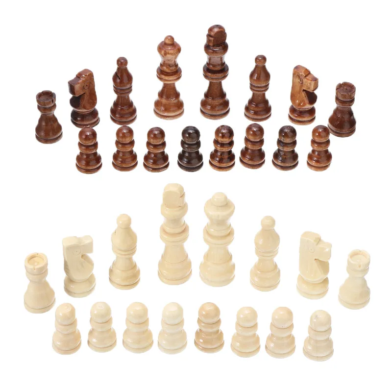 Wooden International Chess Set 32 Pieces Board Game Chessmen Collection Portable Travel Games | Спорт и развлечения