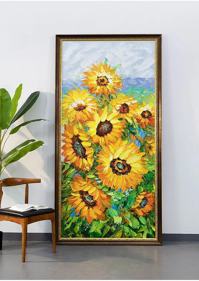 

Hand Painted Oil Painting on Canvas 3D Abstract Sunflower Floral Van Gogh Wall Hang Art Living Room Bedroom Home Decor No Framed