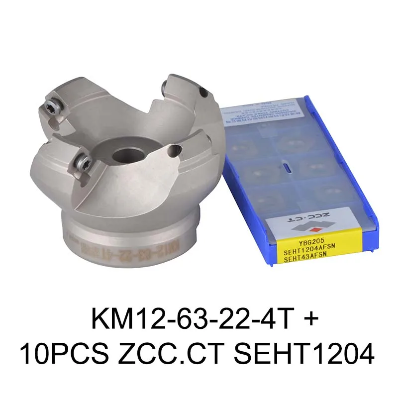 KM12-63-22-4T-SEHT Плиты фреза KM12 50 мм 63 мм 80 мм 100 мм фрезерные инструменты с ЧПУ для вставок SEKT1204 и SEHT1204 - Длина режущей кромки: KM12-63-22-4T-SEHT
