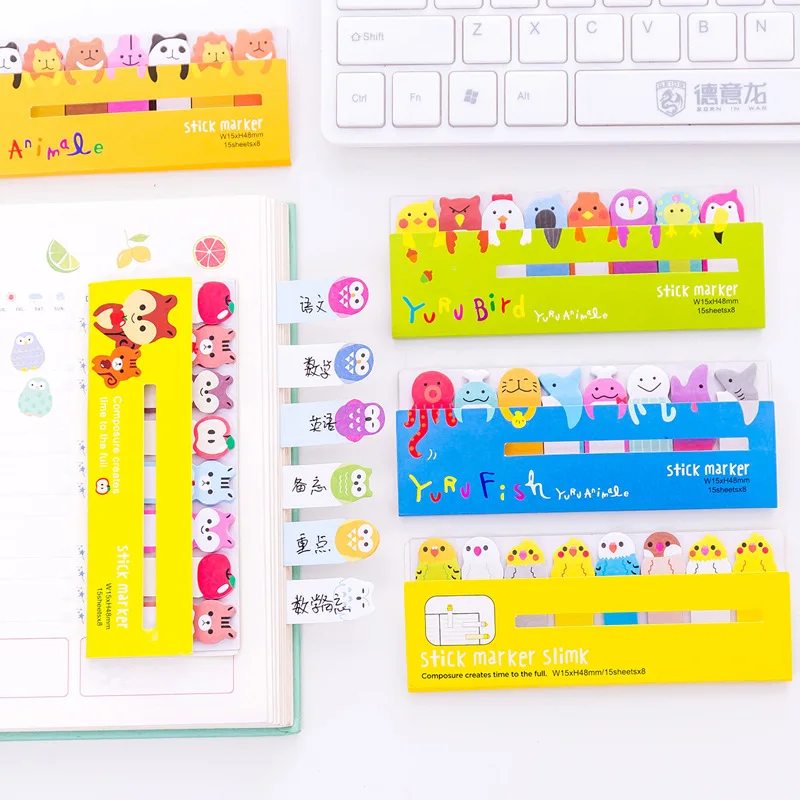 20 Pcs Stationery Creative Cute Little Animal Row Station Sticky Notes Learning Office Notes N Times