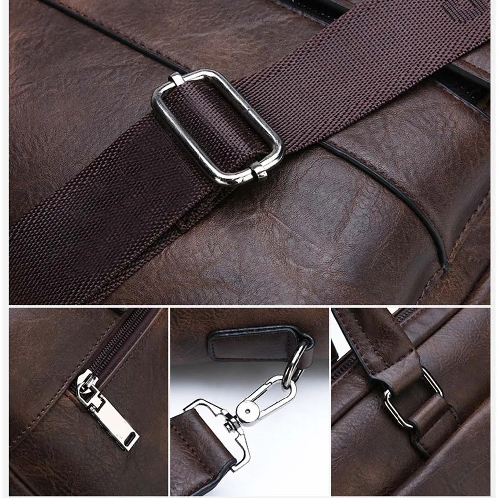 Мужская сумка Pui tiua, мужская сумка, мужской портфель из искусственной кожи, Большая вместительная сумка на плечо, Повседневная деловая сумка для ноутбука, портфель