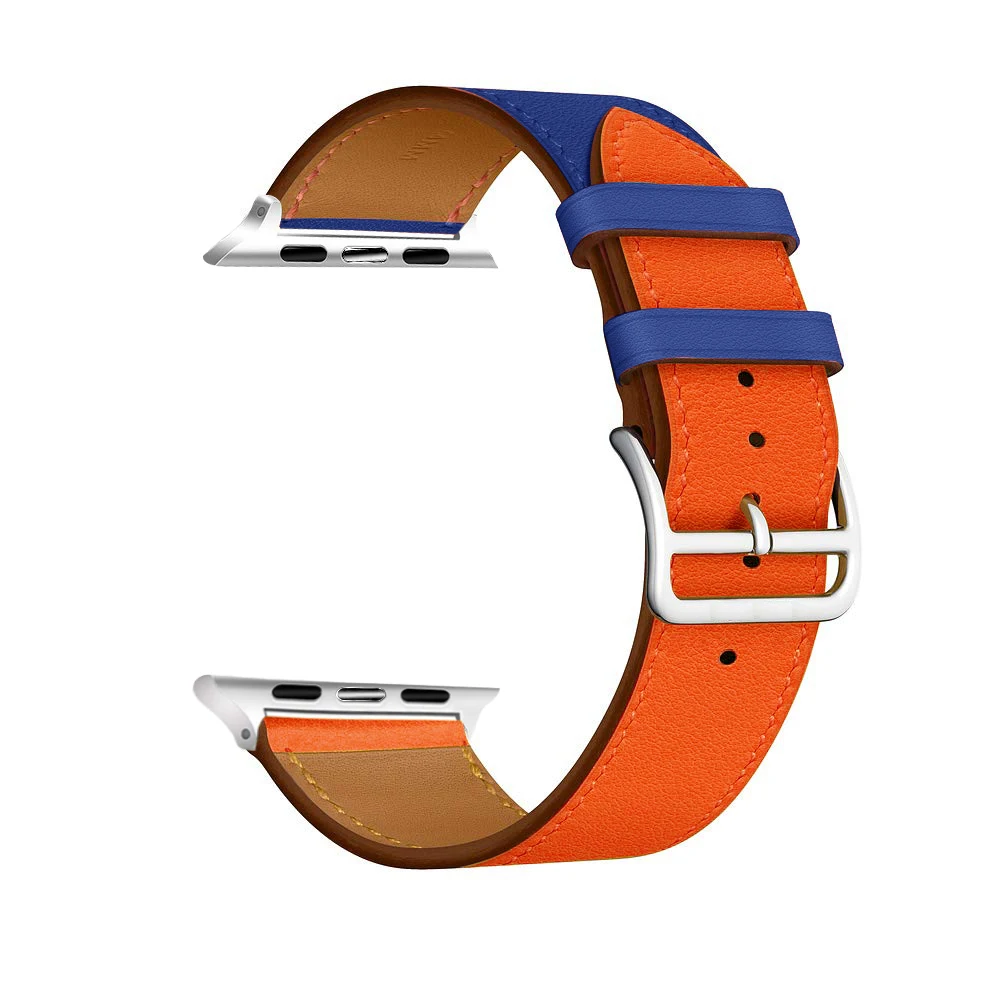 Blue Orange Eastar Высокое качество кожаный ремешок для наручных часов Apple Watch, версии Series4 3, 2, 1, спортивный браслет, 42 мм, 38 мм, ремешок для наручных часов iwatch, 5 полос 40 мм 44 мм - Цвет ремешка: Blue Orange