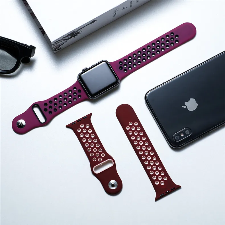 Ремешок для apple watch band 44 мм 40 мм correa apple watch 4 3 band 42 мм/38 мм iwatch спортивный силиконовый ремешок-браслет аксессуары для часов