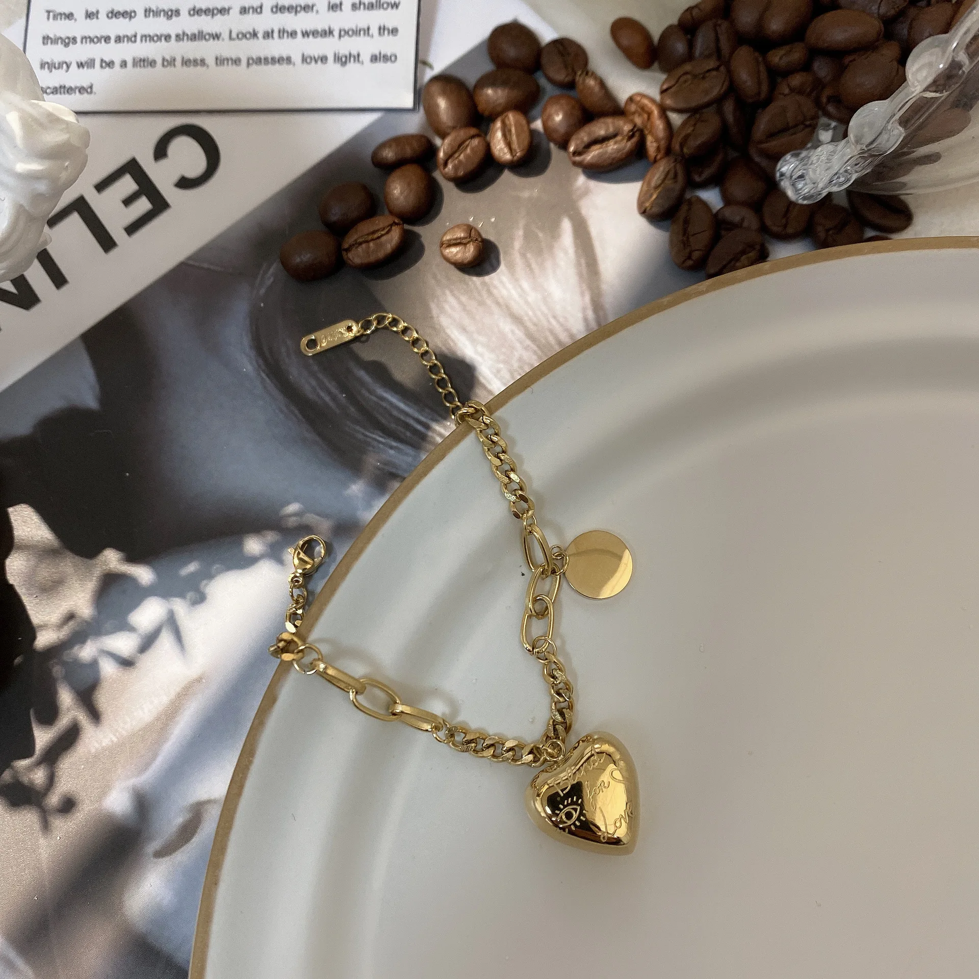 

Titanium steel bracelet temperament simple double layer fashion color geometric Love Pendant personalized hand accessories