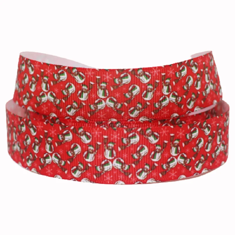 

50 ярдов, 16-75 мм, лента в рубчик с рождественским принтом, аксессуары «сделай сам» для бантов для волос