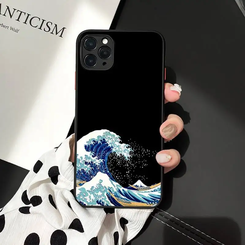 

Wave Art Japanese Green Illust Phone Case For iphone 12 11 8 7 plus mini x xs xr pro max matte transparent cover