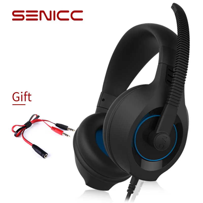 Игровые наушники SENICC A2 светильник PS4 стереозвук шумоподавление гарнитура с