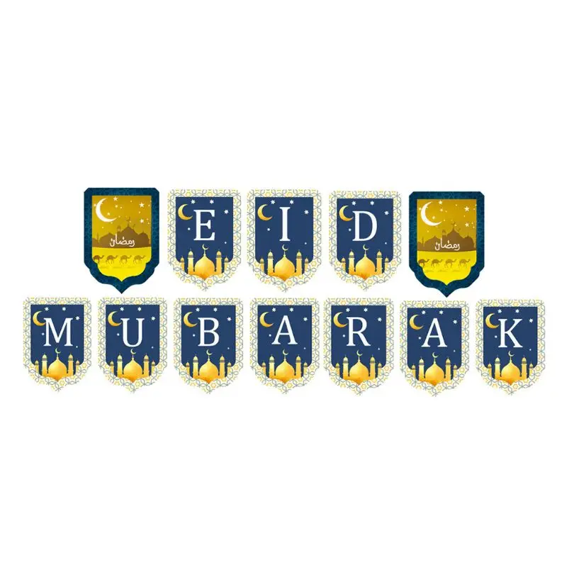 

1 Set Eid Mubarak Banner Ramadan Bunting New Year Islamic Party Decor Supplies