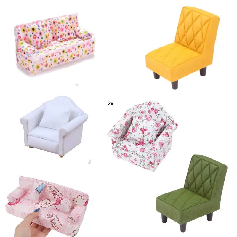 

Kid Pretend Play Sofa Simulation Mini Sofa Stool Chair Furniture Model Toys for Doll House Decoration Dollhouse Miniature Access
