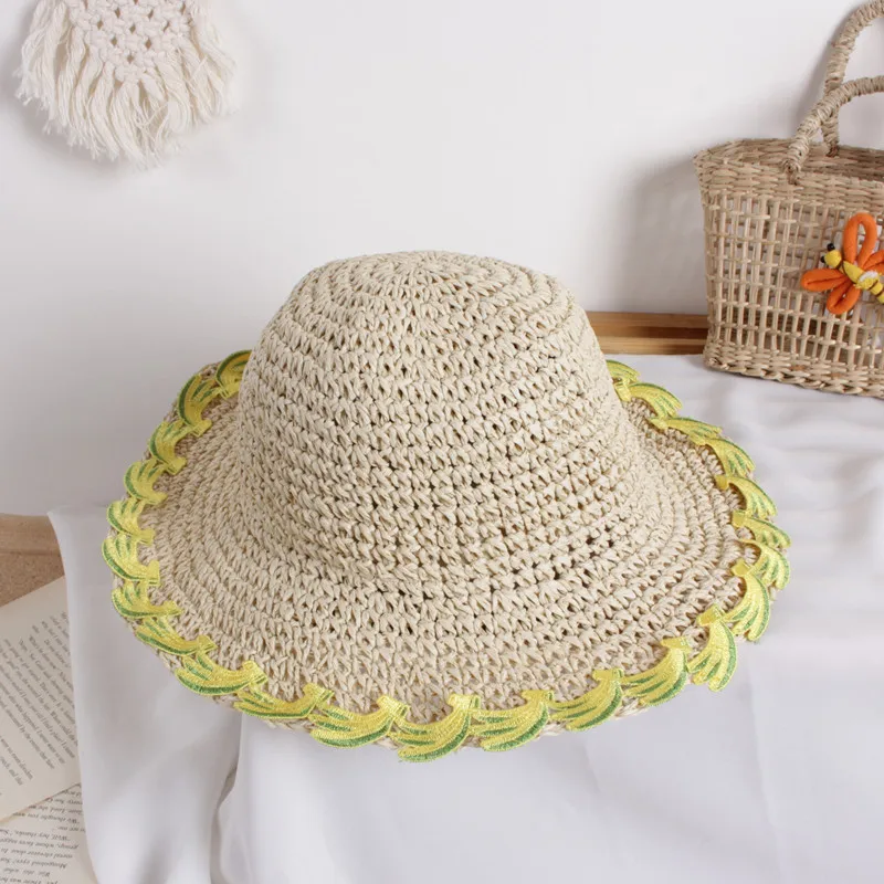 

Cute 3D Fruit Soft Sun Hat For Unisex Kids Summer Outdoor Sun Protect Beach Travel Straw Chapeu Caps Folding Beach Girls Boys