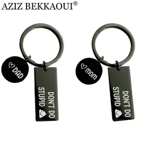 Азиз Аль Сауд BEKKAOUI прекрасный персонализированные пользовательские письмо выгравировать Don't Do тупой ключ отца, матери, дочери и сына брелок для автомобильных ключей кольцо ювелирных изделий
