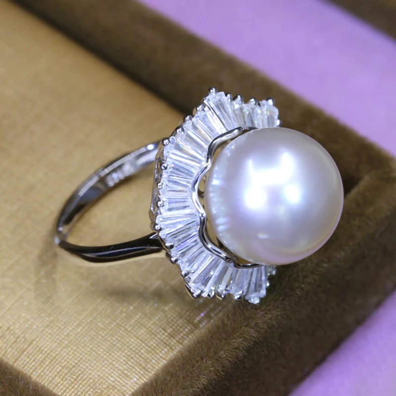 

Elegant S925 Sterling Silver Pearl Ring Mounting Base for Women Adjustable Handmade Ring Settings Jewelry Making DIY Accessories