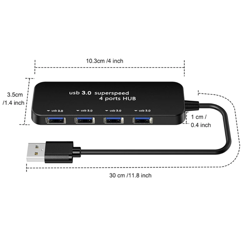 

CPDD 4-port USB Hub with High Speed, Multi USB Port Expander, Fast Data Transfer USB Splitter for Windows PC, Mac, Linux
