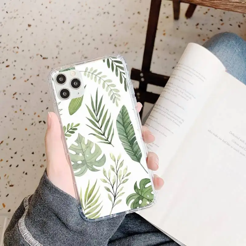 

Vintage leaves Banana leaf Phone Case Transparent soft For iphone 5 5s 5c se 6 6s 7 8 11 12 plus mini x xs xr pro max