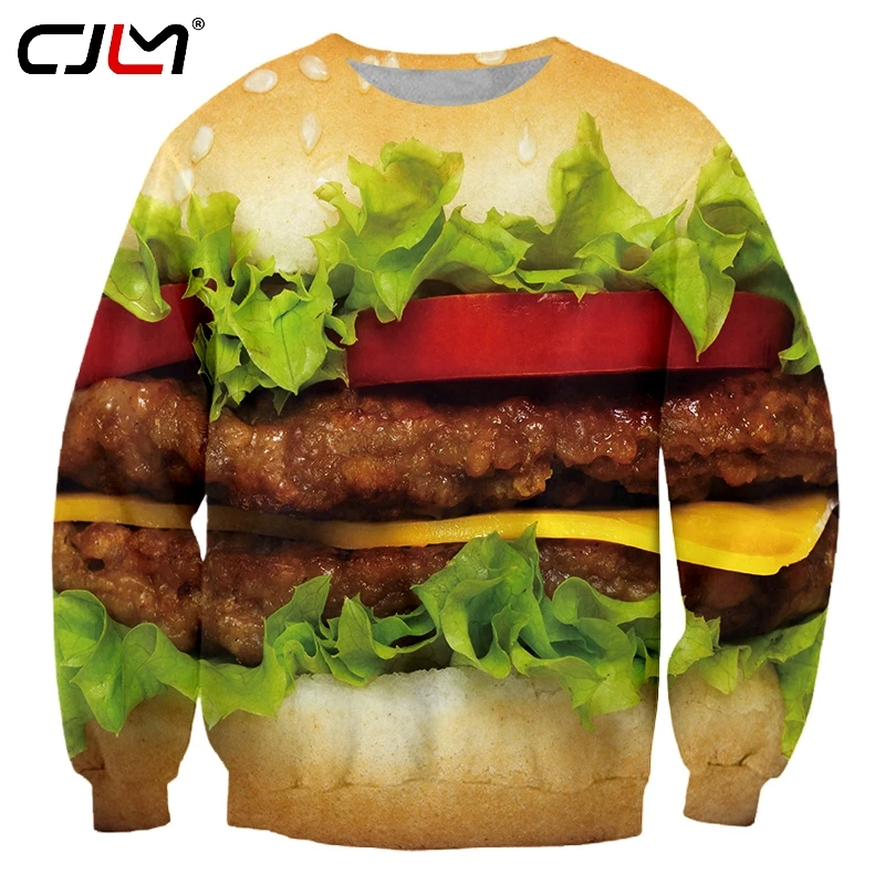 

CJLM Summer Cool Crewneck Pullovers 2021 New Fashion Women/men 3D Print Hamburger Sweatshirt Hoodies Long Sleeve Sweats Coats