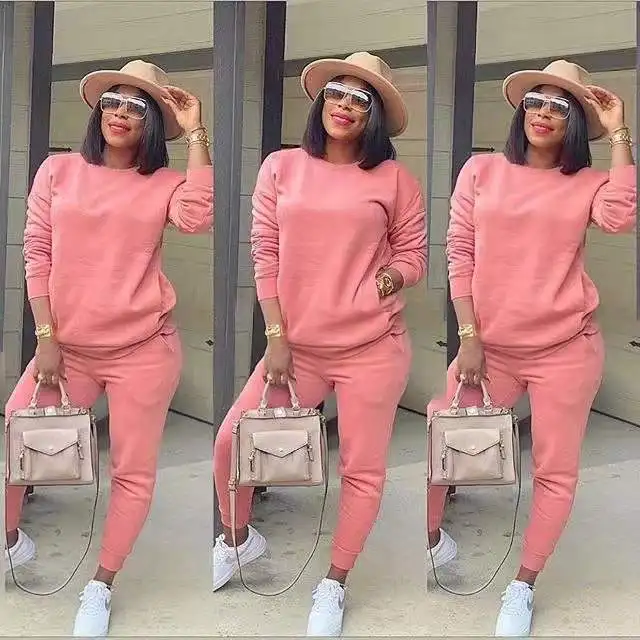 

2021 Autumn New Women's Suit Korean Fashion Solid Color Cotton Slim Casual Sweater Suit Loose Sports Long Sleeve Two-piece
