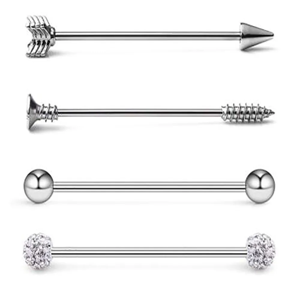 Прямая штанга из нержавеющей стали для пирсинга 14 г 1 6 мм 38 4 шт. | Украшения и
