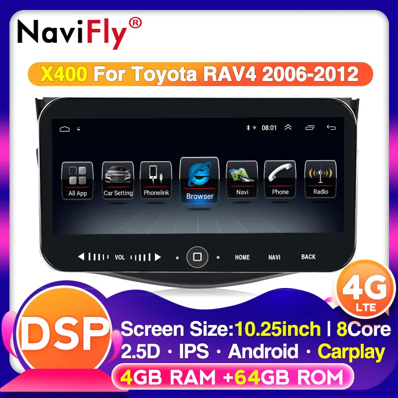 Octa Core 4G RAM 64G ROM 10 25 дюймов DSP для Toyota RAV4 XA30 2005 2013 автомобильное радио мультимедийный