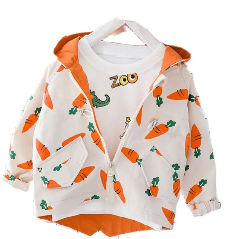 

Baby Boys Jacket New Printing Cute Hooded Carrot Coat for Kids New Children Jacket Outerwear Toddler Girls Coat Windbreaker