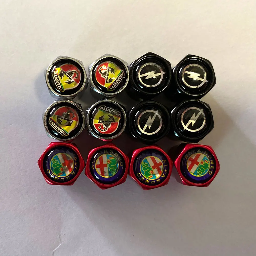 4 шт. алюминиевые колпачки для клапанов шин стержней с логотипом бренда abarth bmw M benz
