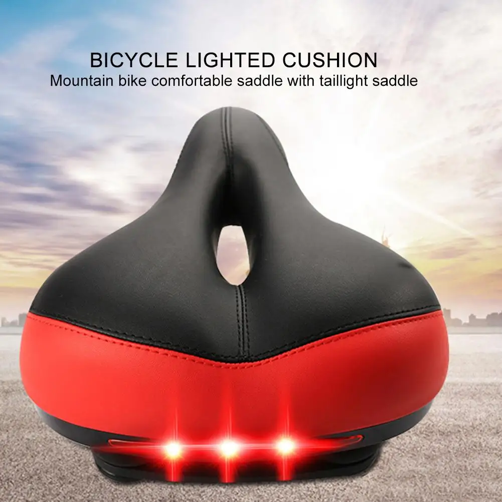 

Bike Seat Bike Bicycle Saddle With Tail Light Thicken Widen MTB Bike Saddles Soft Comfortable Bike Hollow Cycling Bicycle Saddle