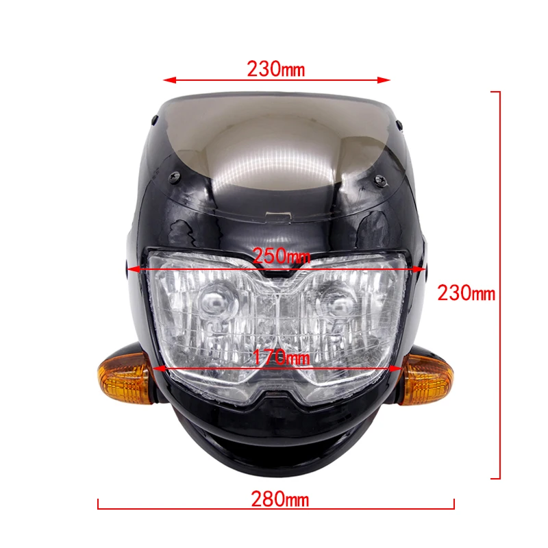 Универсальная фара для Кафе Racer Custom с двойным световым мотором черная