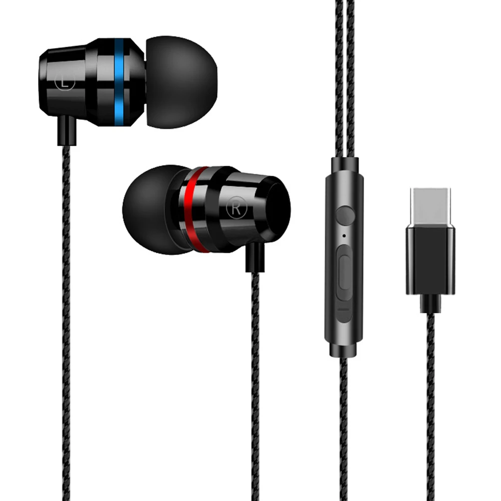 Проводные наушники вкладыши с разъемом Type C спортивные позолоченным покрытием