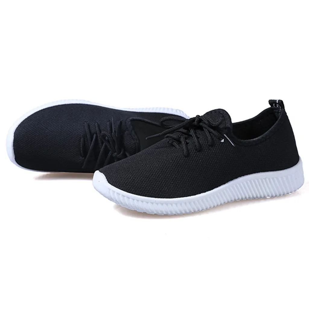 Women Sneakers Outdoor Solid Round Toe Breathable Loafers Soft Leisure Flat Running Shoes Sports Shoes Light Bottom Shoes#1007