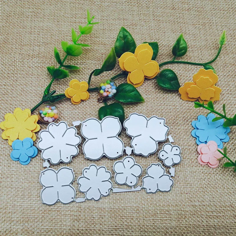 Металлическая вырубка 8 шт. цветок пружинный Лист Трафарет для скрапбукинга
