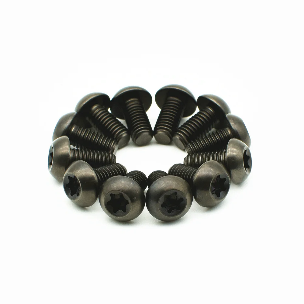 

12 pcs M5x10mm Ti Bolt Disc Brake Titanium Bolts Black Gr5 5 Color T25 Torx Blue Truss Headed Titanium Screw Ti Fastener