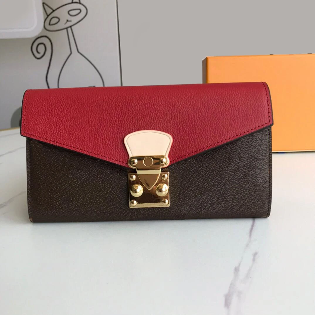 

Luxurys Designers Purses Woman Fashion Clutch Wallets Logo S-shaped Lock Classic Pallas Wallet Bag Card Holder Purse With Box