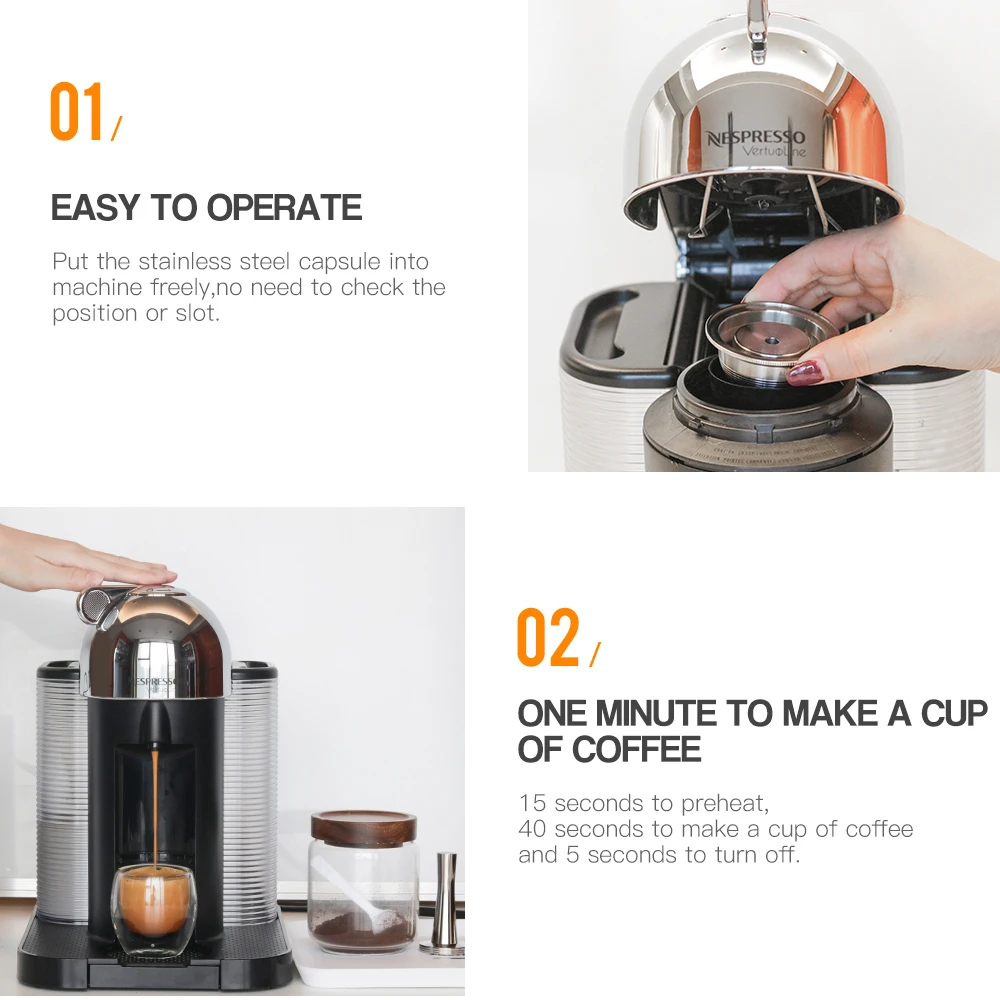 VIP ссылка 70 мл для кофемашины Nespresso Vertuo Vertuoline плюс GCA1 Delonghi ENV135 Нержавеющая сталь