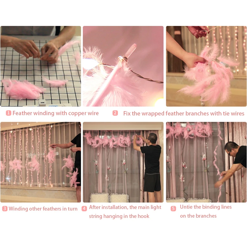 СВЕТОДИОДНЫЕ гирлянды перо Фея занавес свет USB Медные провода с подсветкой для