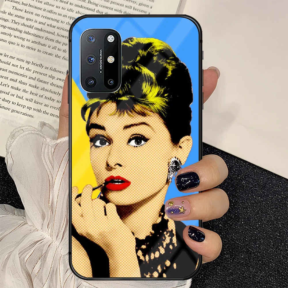 

Audrey Hepburn Fashion Phone Tempered Glass Case Cover For Oneplus 5 6 7 8 9 Nord T Pro Painting