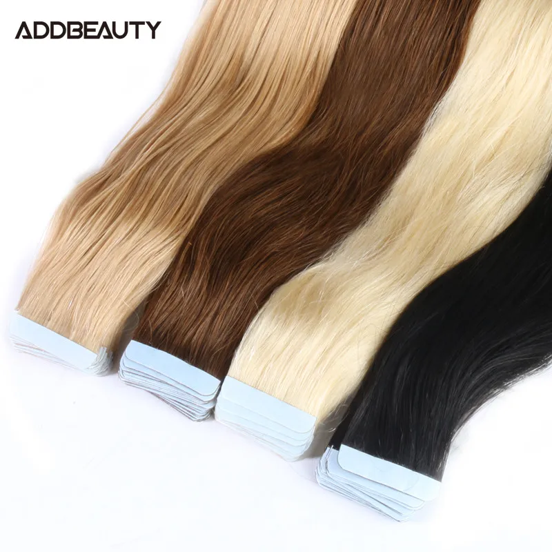 

Addbeauty Hu2.5g/pc 20pcs/pack Adhesive Tape In Hair Extensions Skin Weft 50g Brazilian Remy Human Hair Fusion Hair