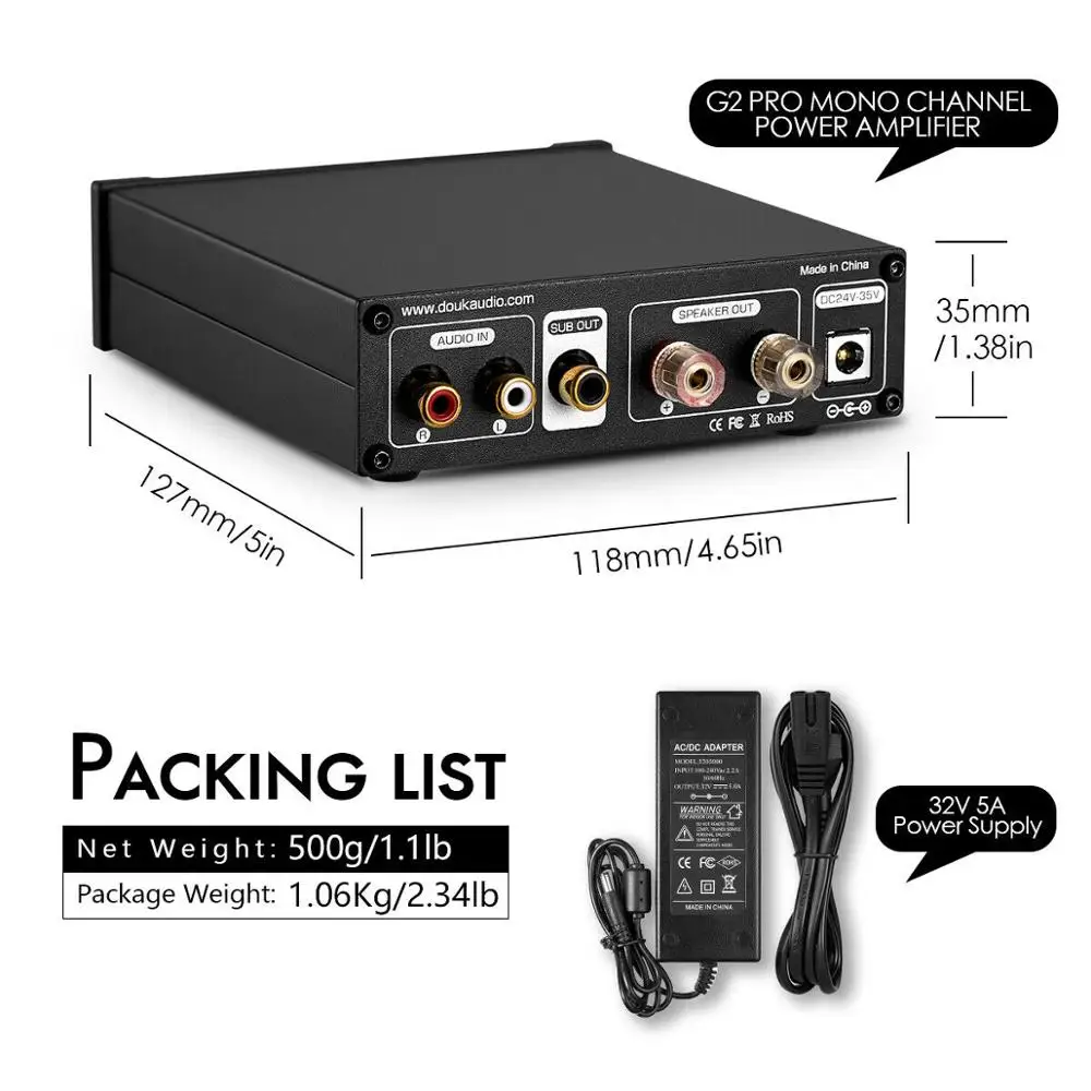 Дук аудио G2 PRO Hi-Fi 300 Вт сабвуфер моно-усилитель канала Мощность Amp дома Усиление