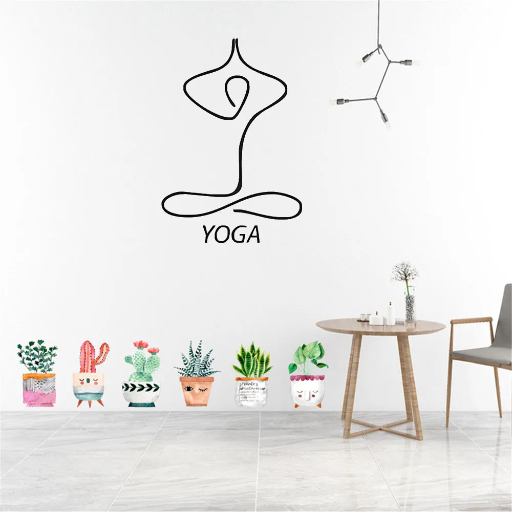 Линия для йоги Настенная Наклейка в стиле мечты студии спортивного клуба