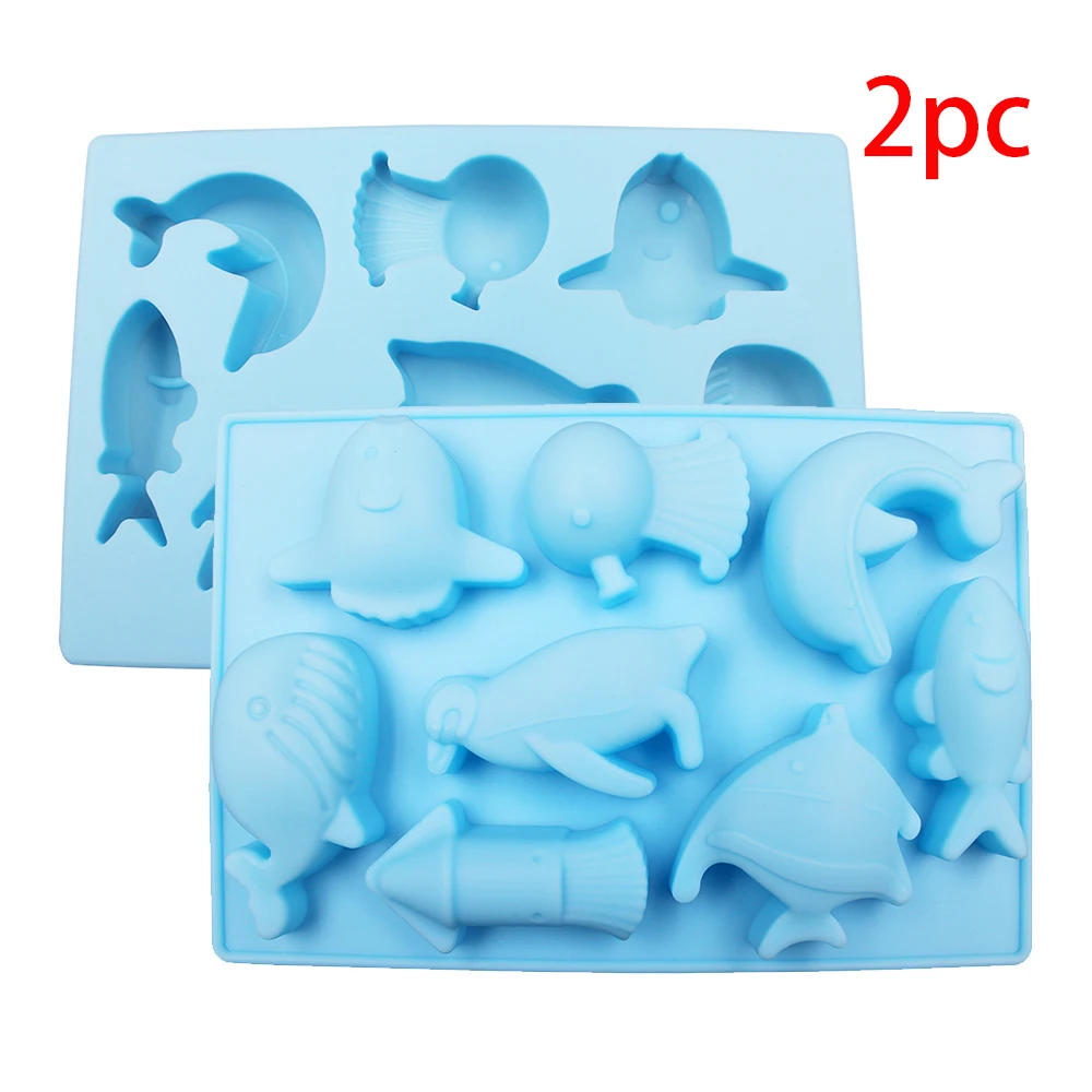 CDSM-575-2 COOKNBAKE в форме рыбы Силиконовый молд для шоколада Дельфин конфеты клейкий плесень морской мир Смола инструмент торт декоративная форма набор из 2 - Цвет: CDSM-575-2