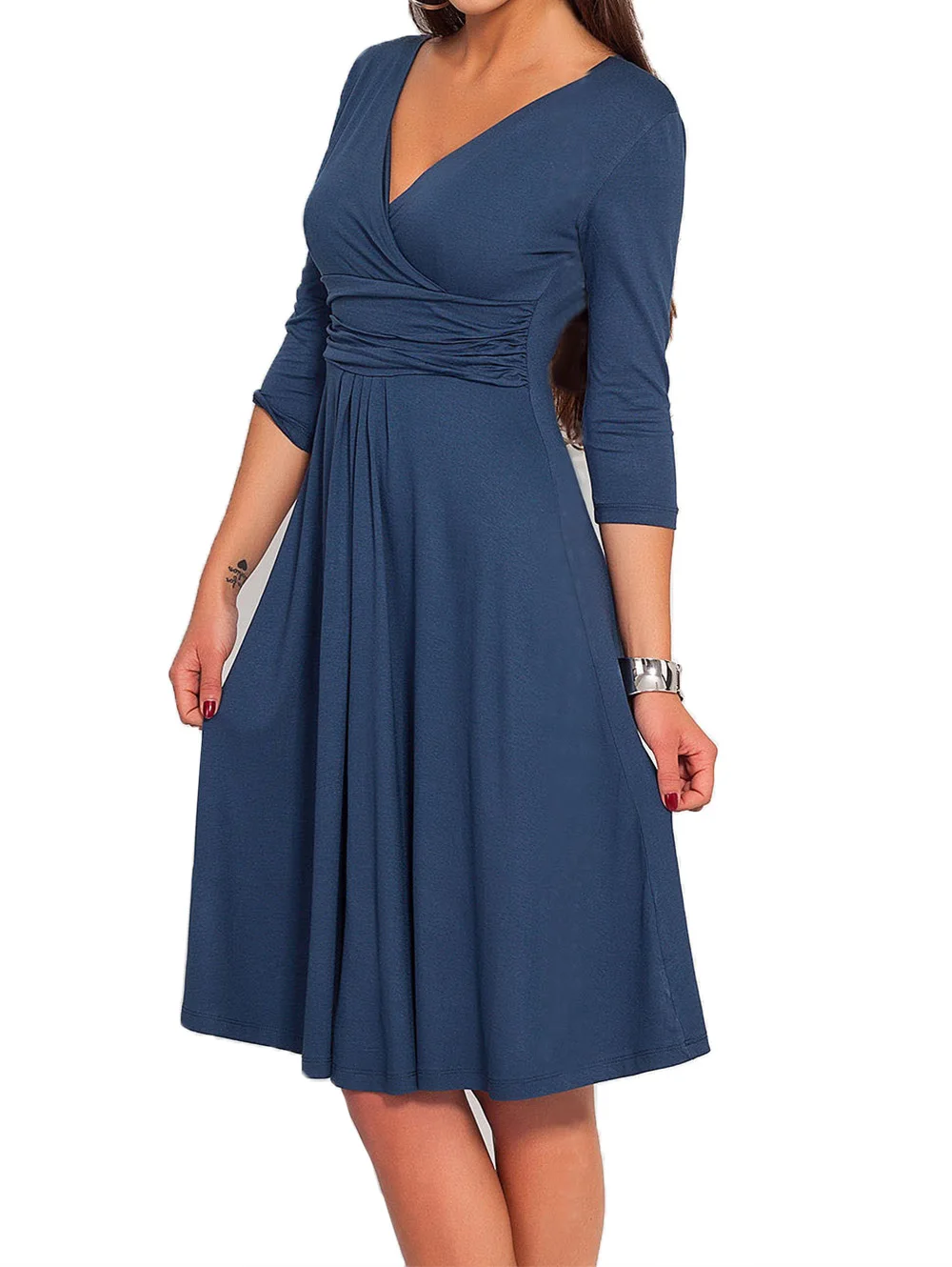 Wisalo повседневное женское платье с глубоким v образным вырезом 3/4 длина рукава