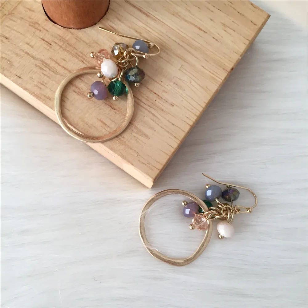 Серьги-подвески женские в винтажном стиле Висячие золотистые круглые серьги с