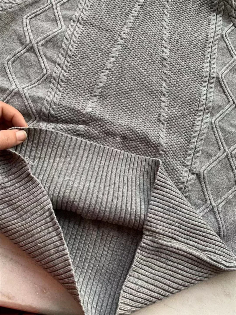 Зимний шерстяной кашемировый вязаный теплый костюм свитер с высоким воротником