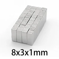 100 500pcs 8x3x1mm cuboid crafts magnets 8mmx3mmx1mm n35 neodymium magnetic 831mm rectangular rare earth magnet ndfeb super