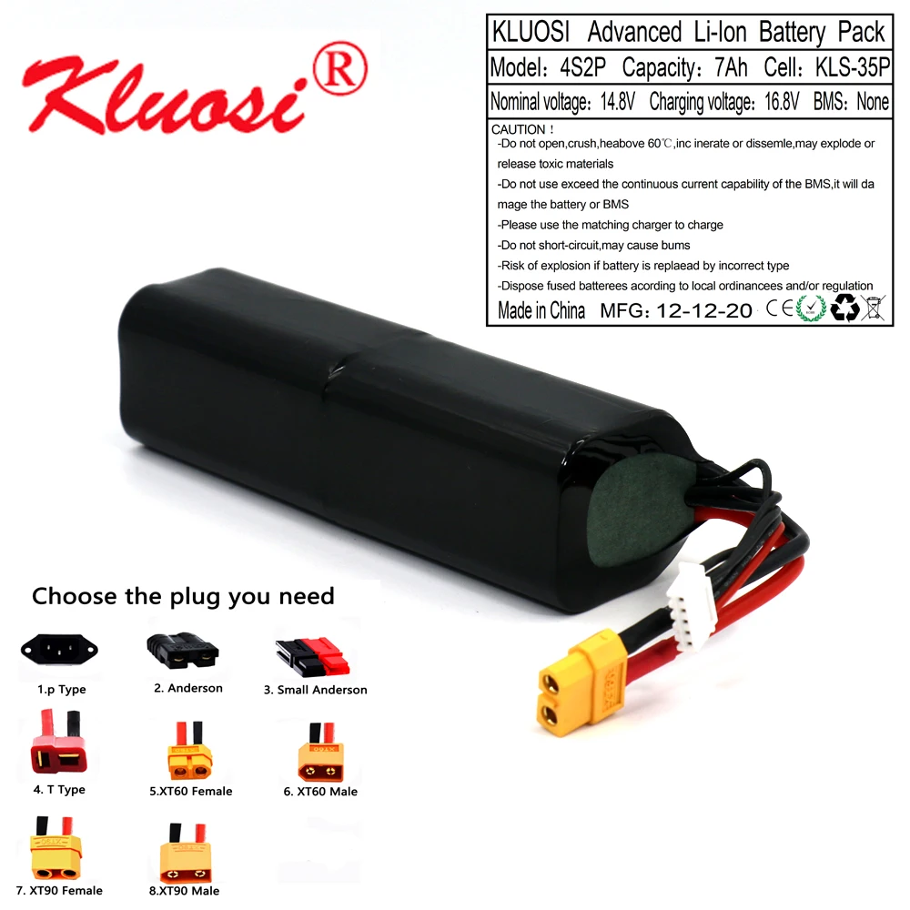 kluosi 168 v ионно литиевая батарея 148 v 7ah 4s