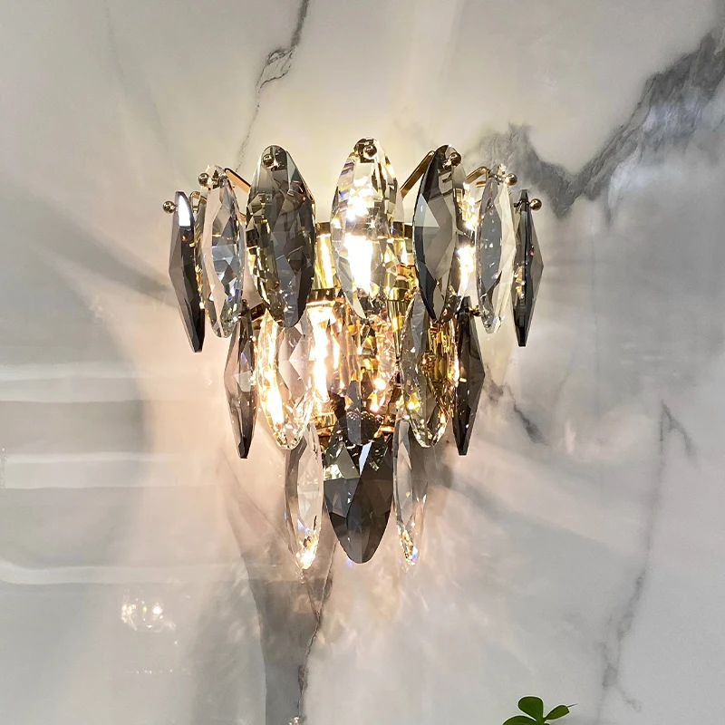 

Постмодерн, роскошный хрустальный настенный светильник, фон для гостиной, настенный декоративный светильник, сетчатый красный канал, роскошный хрустальный светильник для спальни