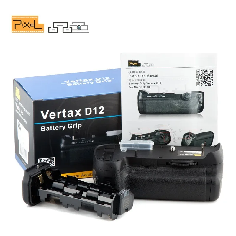 

Pixel D12 Vertical Battery Grip for Canon D800 D810 Camera Work With Supply 1 EN-EL15 Lithium Battery or 6 AA Batteries
