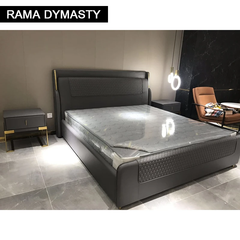 Мягкая кровать RAMA DYMASTY из натуральной кожи современный дизайн Бетт cama модная
