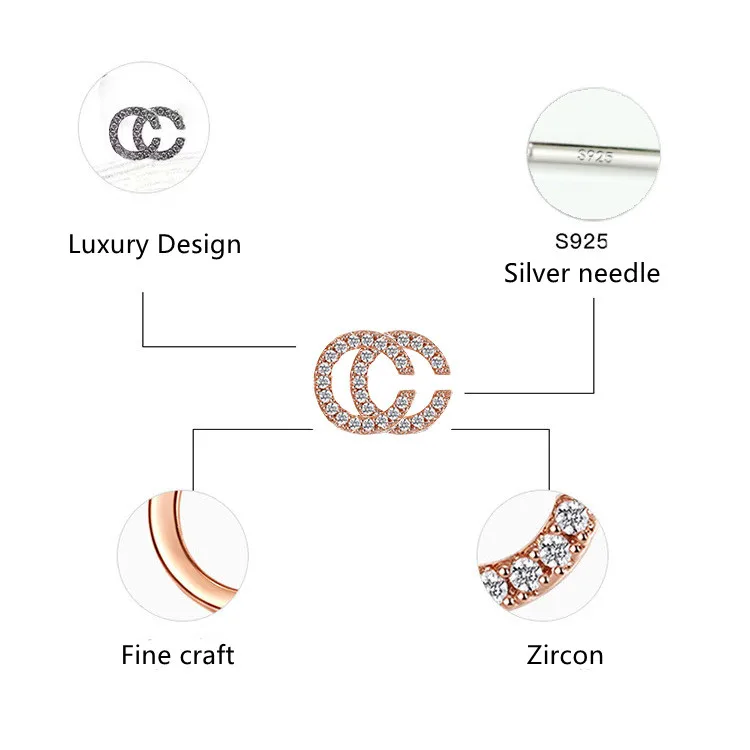 Модные двойные серьги C для женщин роскошные высококачественные креативные