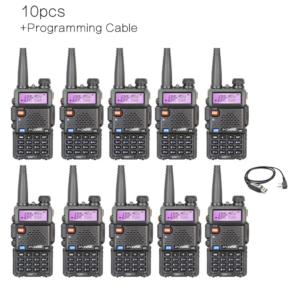10 шт. BAOFENG UV 5R двухстороннее радио Black Ham Любительская рация Двухдиапазонная VHFUHF 136