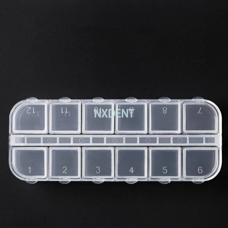 

2pcs 12 Slot Dental Storage Box with Individual Caps for Dental Orthodontic Brackets/Buccal tubes/Bands Parts Case Box