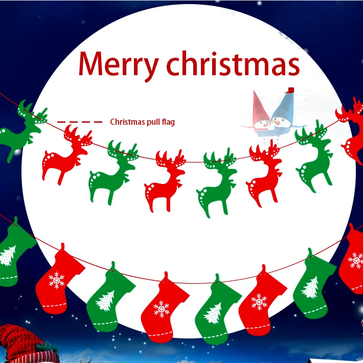 

3m Christmas Flags, Colorful Deer, Bells, Letters, Pennants, Birthday Flags DIY Christmas Decorations, Balcony Banners, New 2021